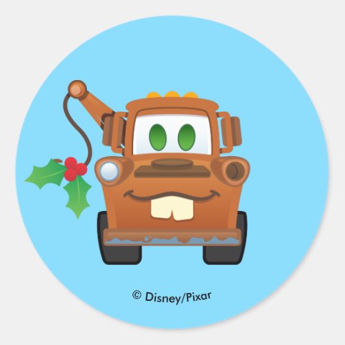 Cars Christmas  Mater Tow Truck Classic Round Sticker