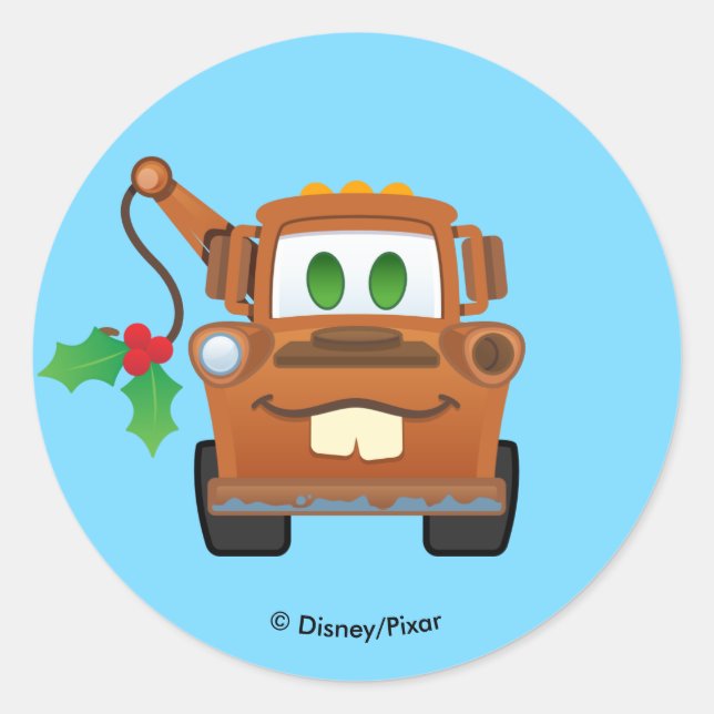 Cars Christmas | Mater Tow Truck Classic Round Sticker (Front)