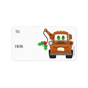 Cars Christmas   Mater Tow Truck Label