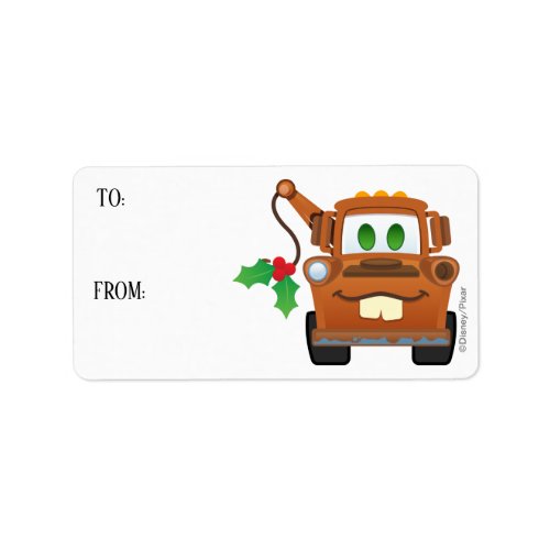 Cars Christmas  Mater Tow Truck Label