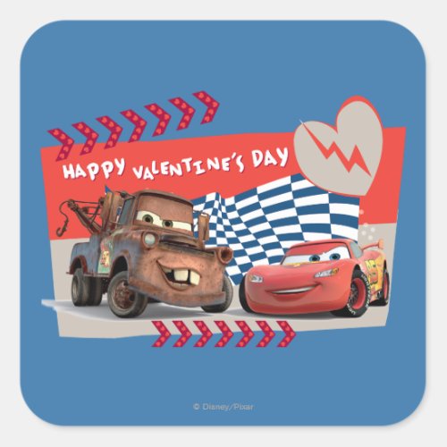 Cars Happy Valentines Day Square Sticker