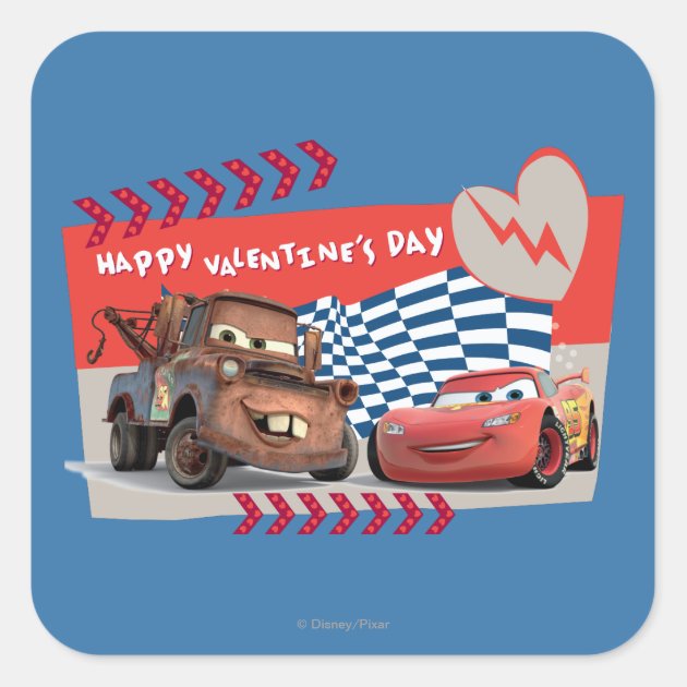 Cars Happy Valentine s Day Square Sticker Zazzle