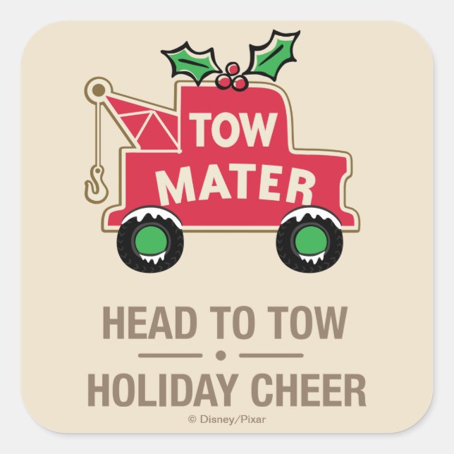 Cars | Head To Tow Holiday Cheer Square Sticker (Front)