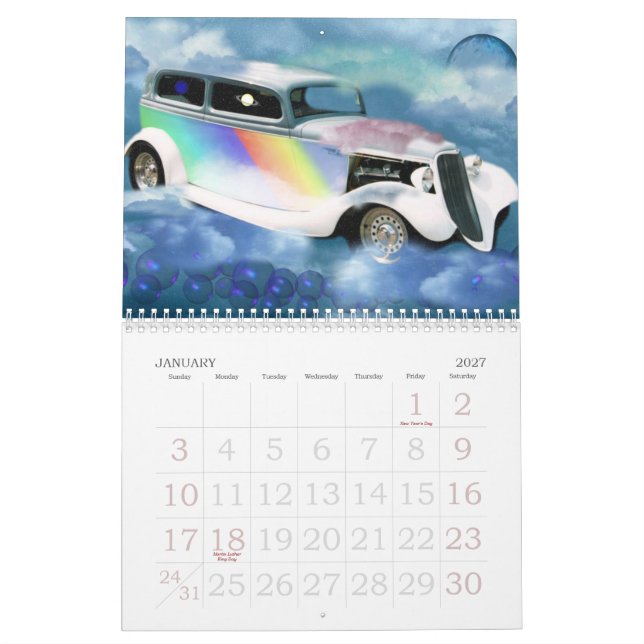 Cars in the clouds calendar by valxart (Jan 2027)