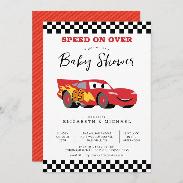 Cars Lightning McQueen Baby Shower Invitation (Front/Back)