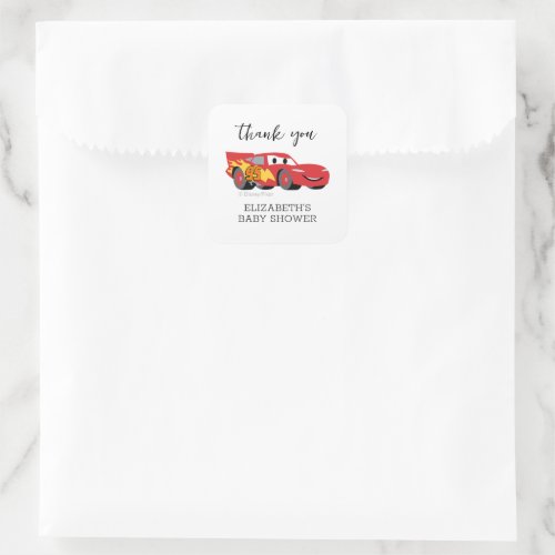 Cars _ Lightning McQueen Baby Shower _ Thank You Square Sticker