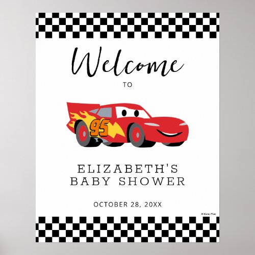 Cars Lightning McQueen Baby Shower Welcome Poster