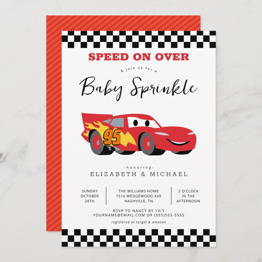 Cars Lightning McQueen Baby Sprinkle Invitation