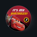 Cars Lightning McQueen | Birthday Button<br><div class="desc">Personalize this cute Disney Pixar Cars Birthday button with your own custom text.</div>