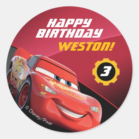 Cars Lightning Mcqueen | Birthday Classic Round Sticker