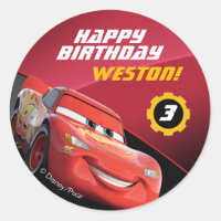 Cars Lightning McQueen | Birthday Classic Round Sticker
