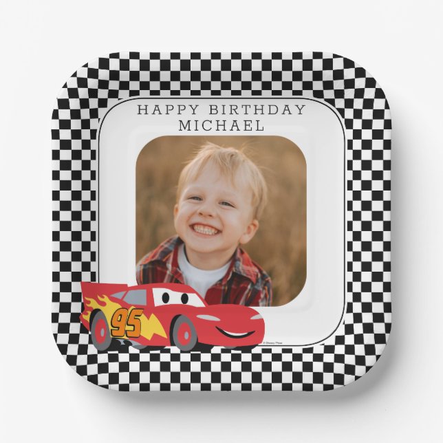 Cars Lightning McQueen Birthday Paper Plates (Front)