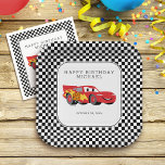 Cars Lightning McQueen Birthday Paper Plates<br><div class="desc">Bring the excitement of Disney/Pixar's Cars to your child's birthday party with these fun and festive paper plates! Featuring Lightning McQueen, Cruz Ramirez, Mater, and other beloved characters from the movie, these plates are perfect for serving up all the party snacks. Made from durable paper stock, they're FDA compliant for...</div>