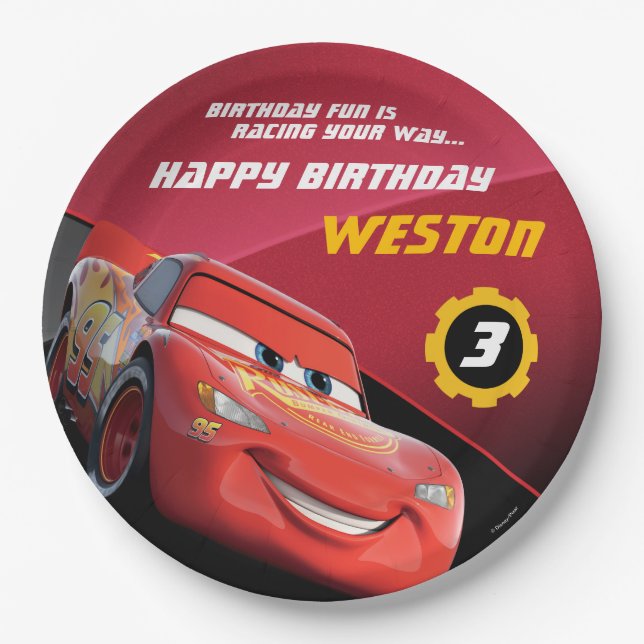 Cars Lightning McQueen | Birthday Paper Plates (Front)