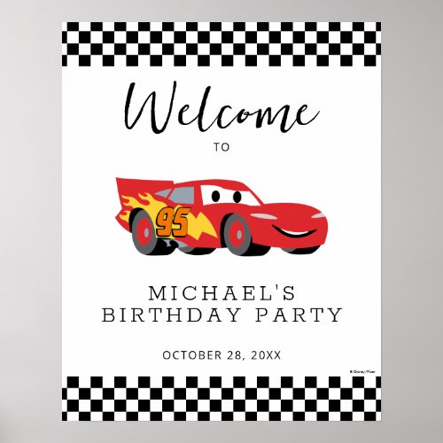 Cars Lightning McQueen Birthday Party Welcome Poster