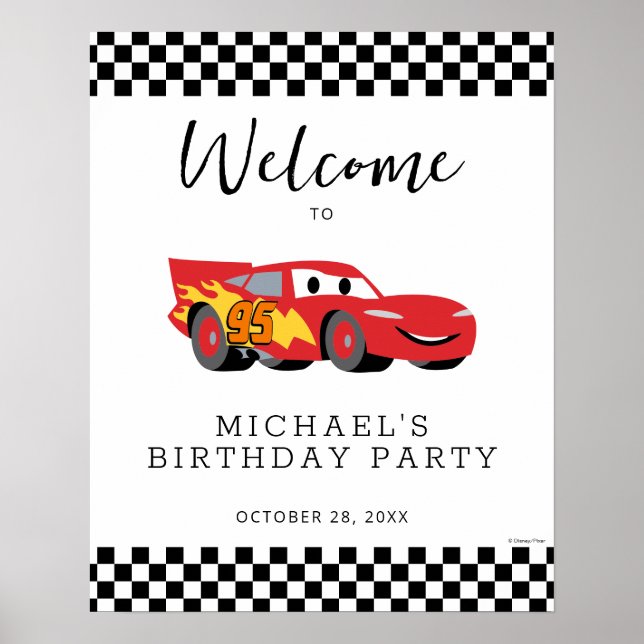 Cars Lightning McQueen Birthday Party Welcome Poster (Front)