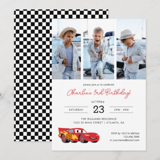 Cars Lightning McQueen Birthday | Photo Collage Invitation
