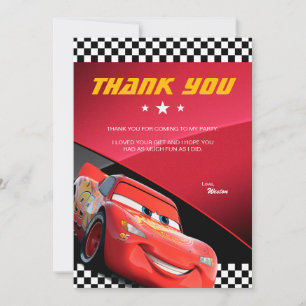 Cars Lightning McQueen   Birthday Thank You Card