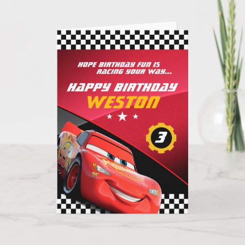 Cars Lightning McQueen  Folded Birthday Card