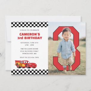 Cars Lightning McQueen PhotoPop Birthday Invitation