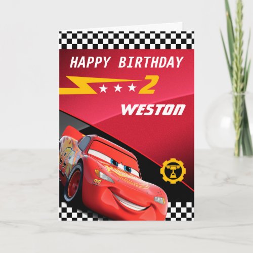 Cars Lightning McQueen  Too Fast Birthday Card