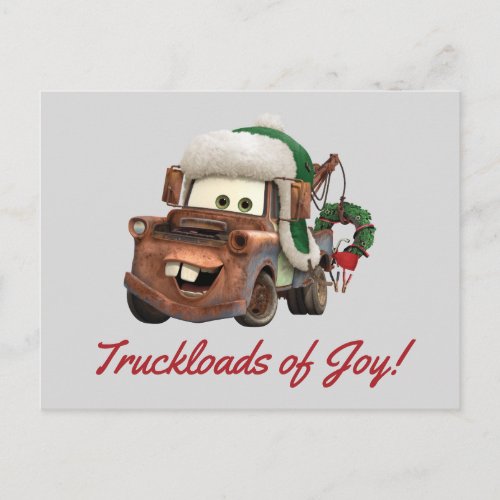 Cars  Mater In Winter Gear Holiday Postcard