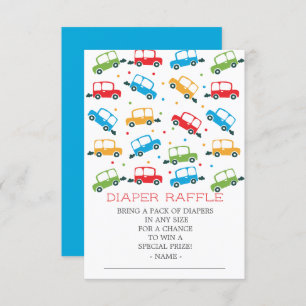 Cars Oh Boy Baby Shower Diaper Raffle Ticket Invitation