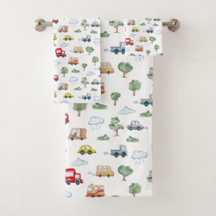 Cars Pattern Bath Towel Set