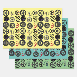 Cars racing and motorsport enthusiasts for him wrapping paper sheets