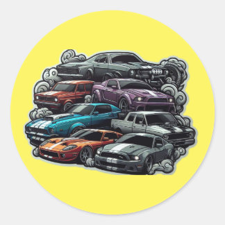 cars sticker with yellow background