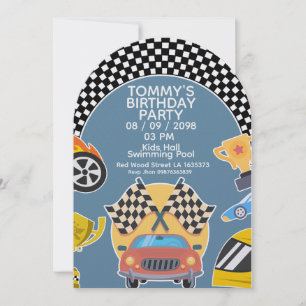 Cars Theme Boy Birthday Invitation