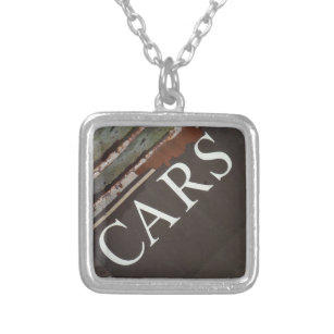 CARS Tow Truck Vintage Car Sign Silver Plated Necklace