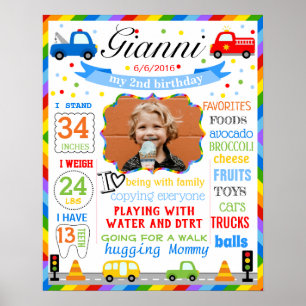 Cars Transportation First Birthday sign poster