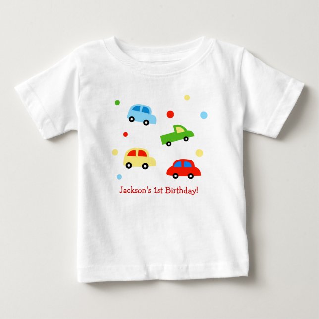 Cars Truck Personalized 1st Birthday Tshirt (Front)