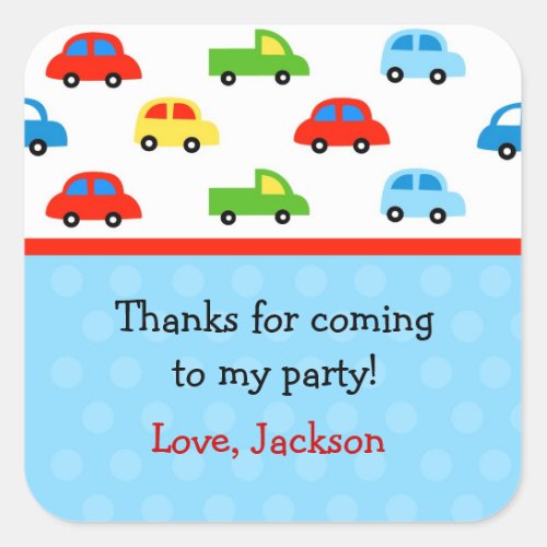 Cars Trucks Birthday Party Favor Stickers labels