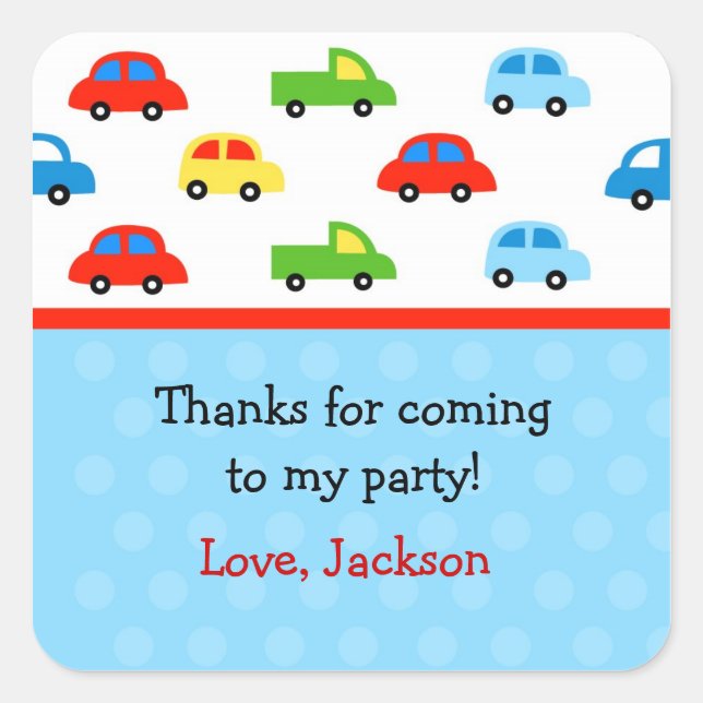 Cars Trucks Birthday Party Favor Stickers labels (Front)