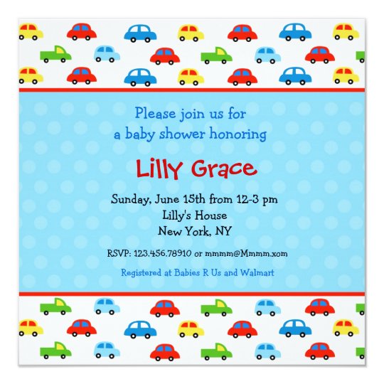 Cars Trucks Boys Baby Shower Invitations Zazzle