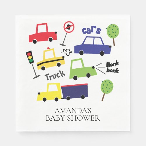 Cars  Trucks Boys Baby Shower Paper Napkins