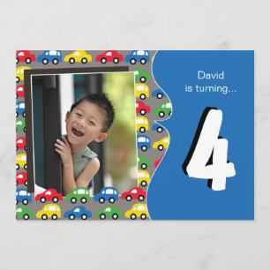 CARS & TRUCKS Boys Birthday Party Invitation