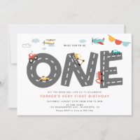 Cars & Trucks City Transportation First Birthday