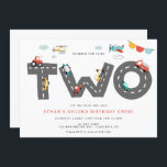 Cars & Trucks City Transportation SECOND Birthday Invitation<br><div class="desc">Our colorful Transportation Themed invitation is perfect for any little guy! The text is customizable. You can change colors and styles of fonts.</div>
