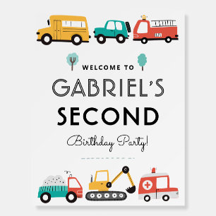 Cars & Trucks Transportation birthday Party Sign