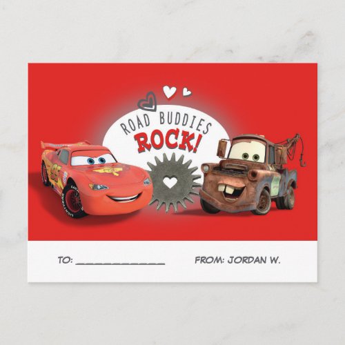 Cars Valentine Holiday Postcard