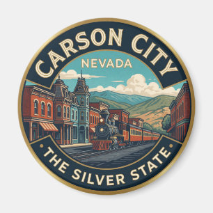 Carson City Nevada Capital Western Retro Travel Magnet