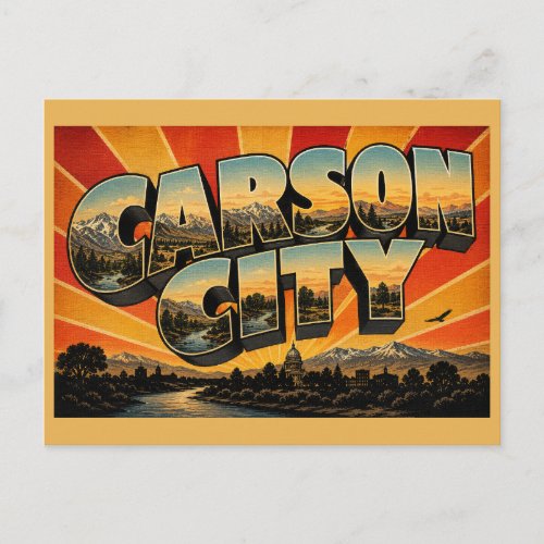 Carson City Nevada River Sierra Mountains Art Postcard