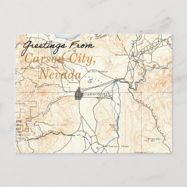 Carson City Nevada Vintage Map Postcard (Front)