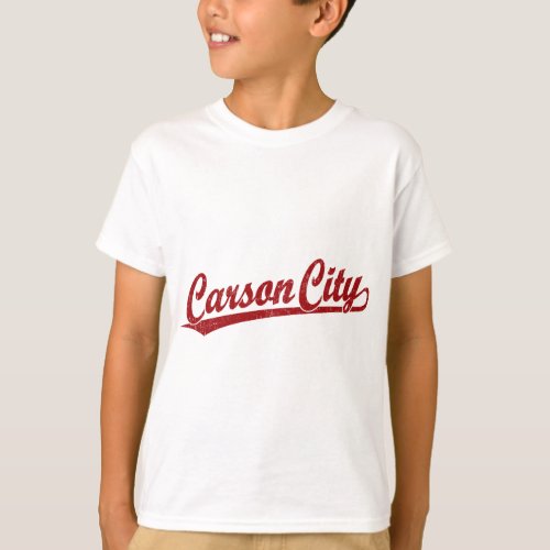 Carson City script logo in red T_Shirt