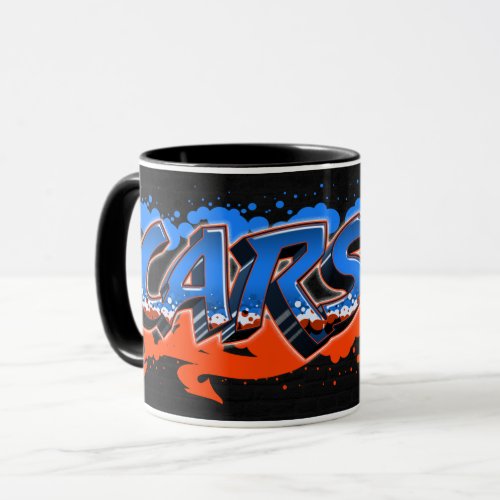 Carson First Name Name Graffiti blue orange cup