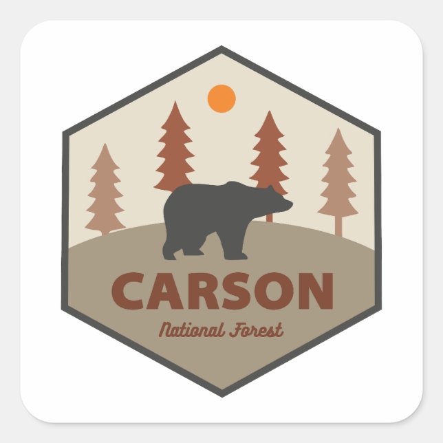 Carson National Forest New Mexico Bear Square Sticker (Front)