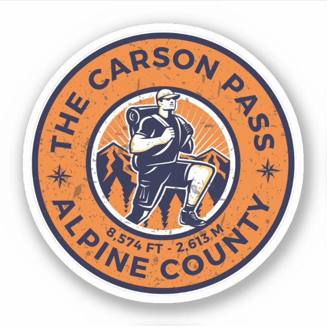 carson pass hiking california trials  sticker (Front)